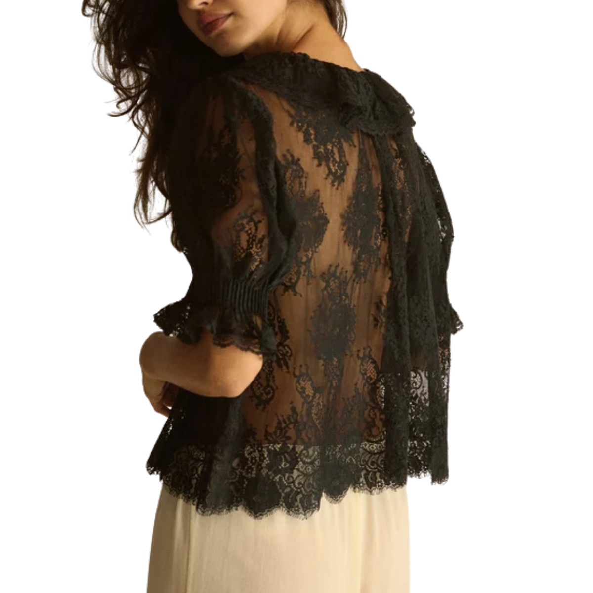 Henri Black Lace Top