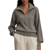 Darla Half Zip Knit - Silver Melange