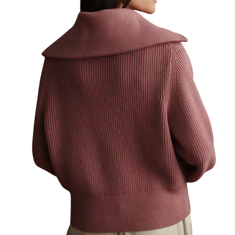 Maura Half Zip Rib Knit Mauve