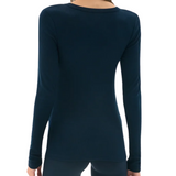 Louise Rib Henley LS Top Indigo