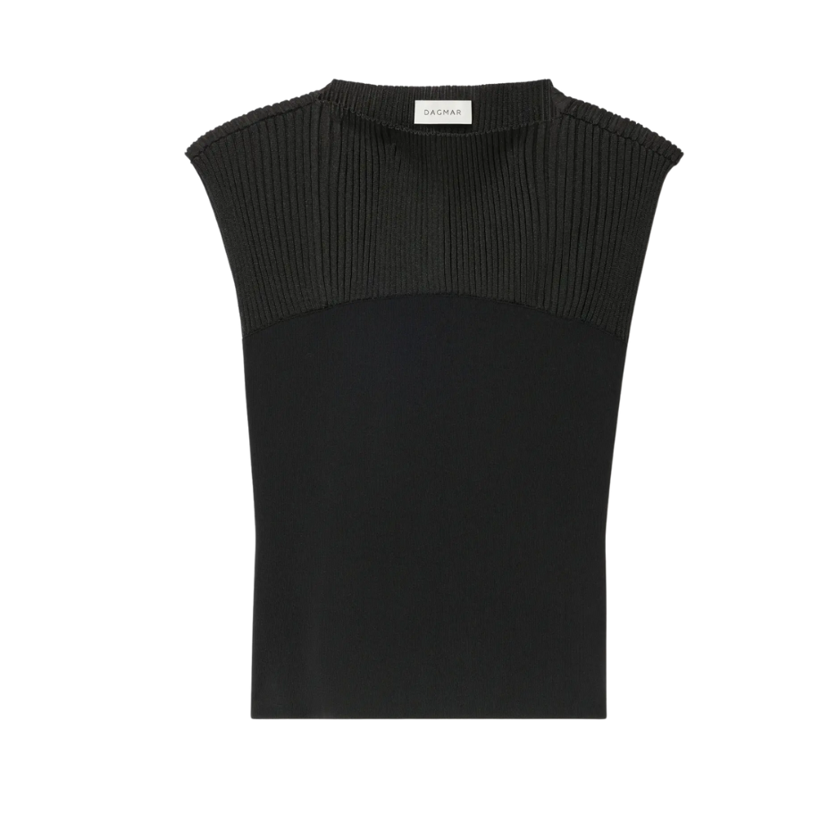 Contrast Knit Top Black