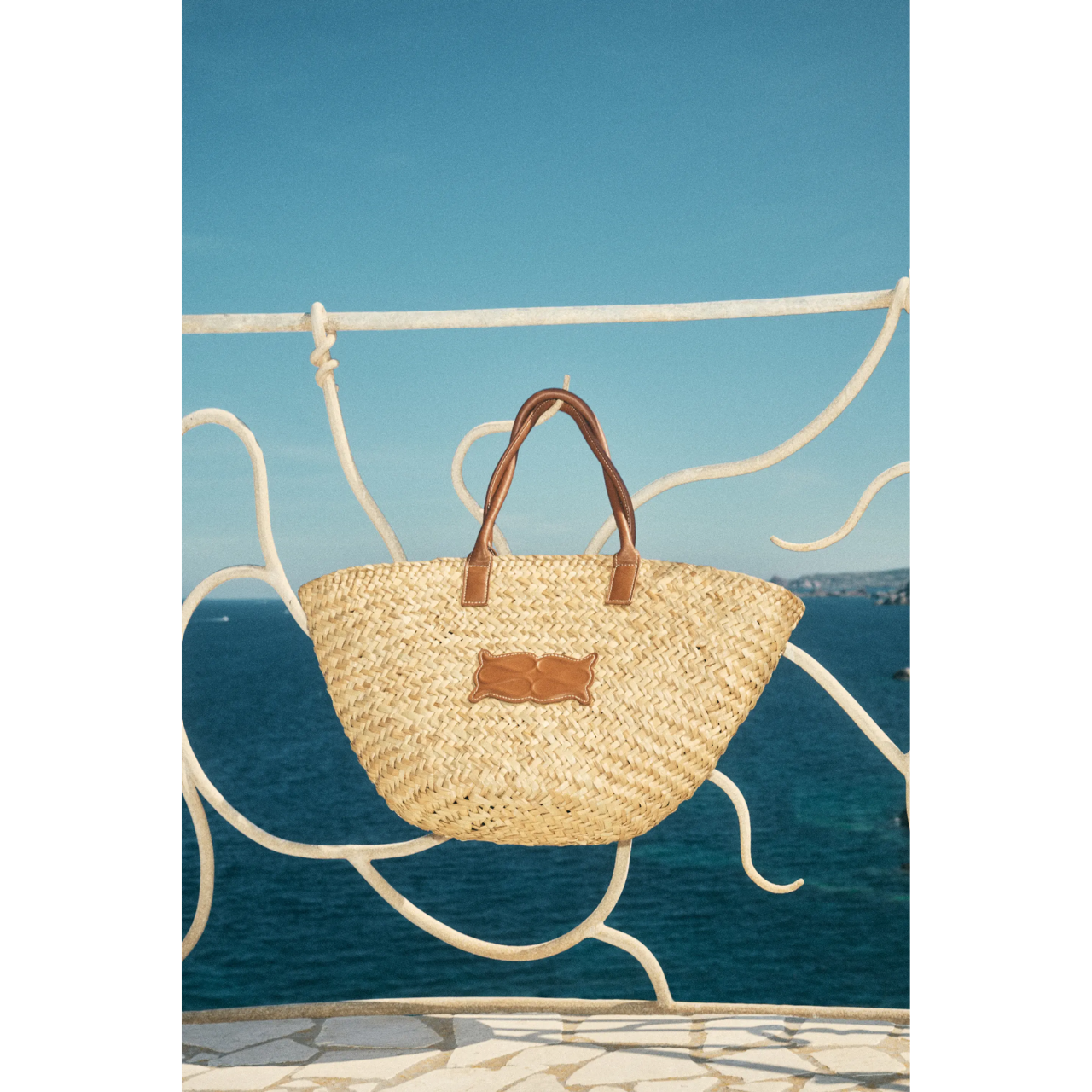 Large Monogram Straw Tote Cognac