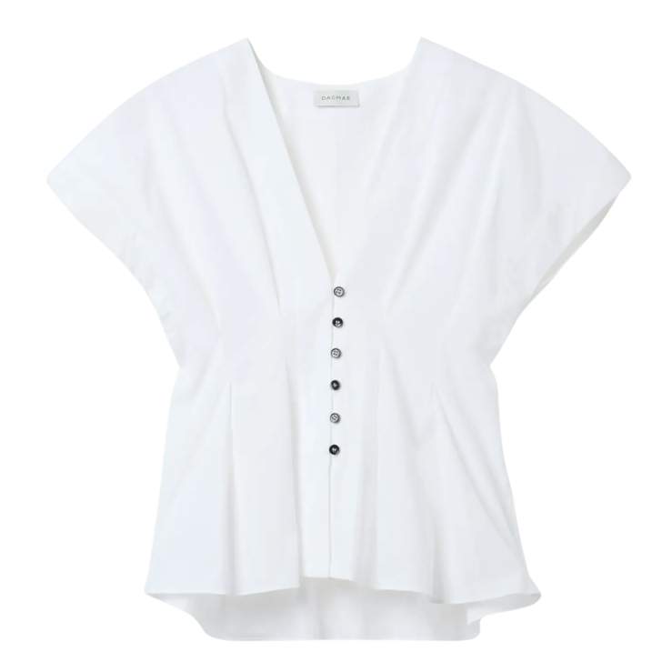 Cinched Cotton Top White