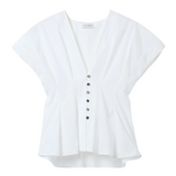 Cinched Cotton Top White