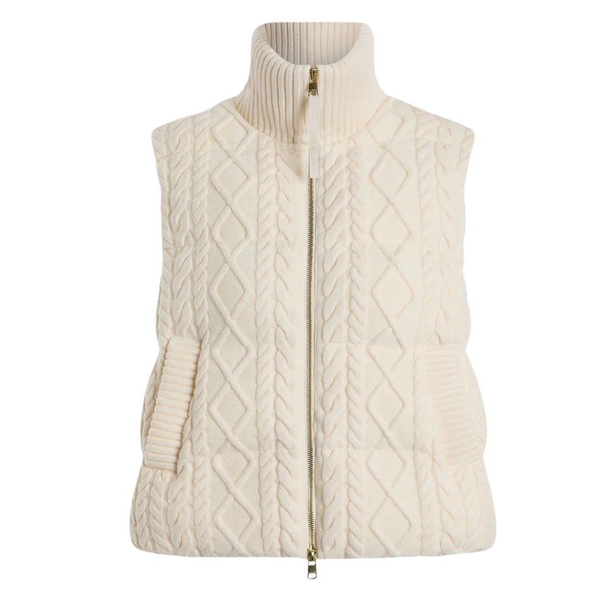 Irina Cable Knit Gilet Egret
