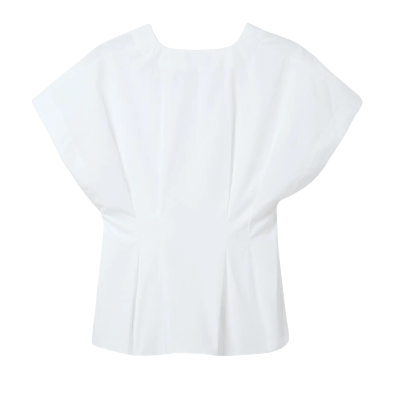 Cinched Cotton Top White