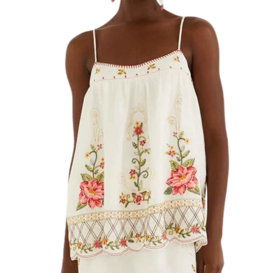 Flower Embroidery Sleeveless Tunic