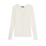 Louise Rib Henley LS Top White