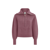 Maura Half Zip Rib Knit Mauve