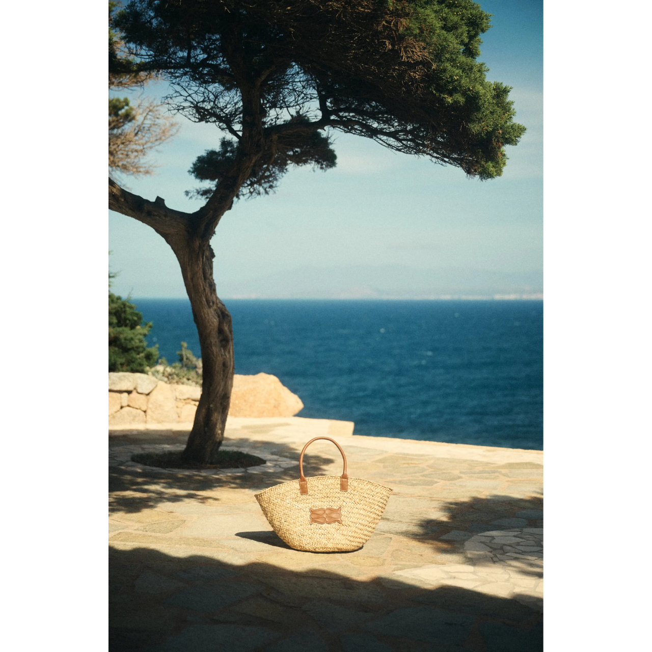 Large Monogram Straw Tote Cognac