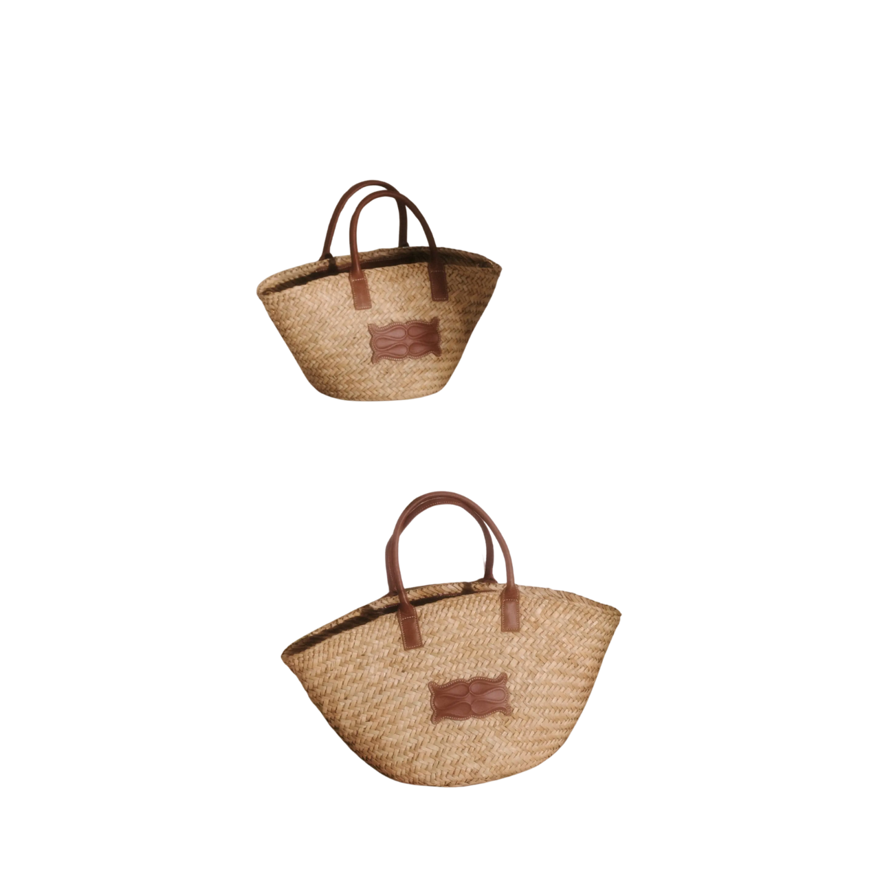 Small Monogram Straw Tote Cognac
