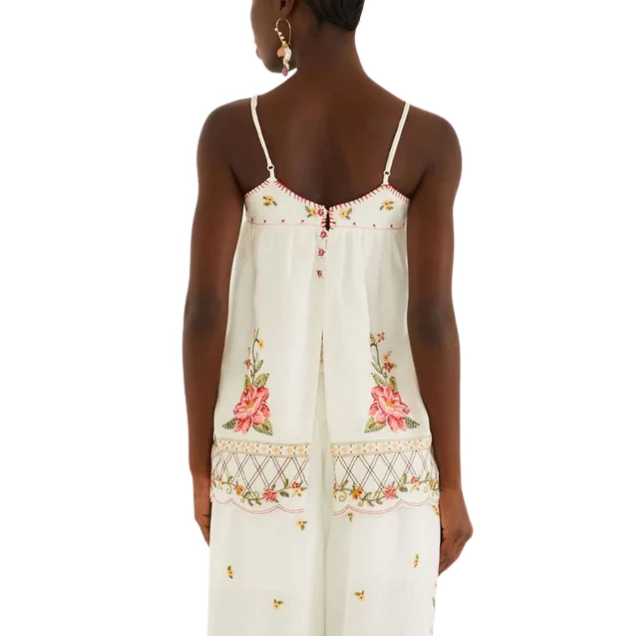 Flower Embroidery Sleeveless Tunic