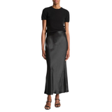 Side Slit Slip Skirt Black