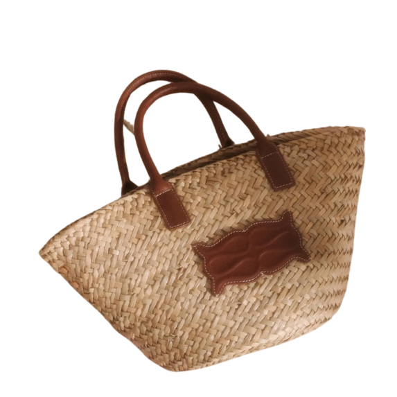 Small Monogram Straw Tote Cognac