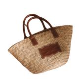 Small Monogram Straw Tote Cognac