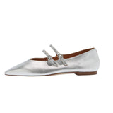 Franny Leather Flats Silver