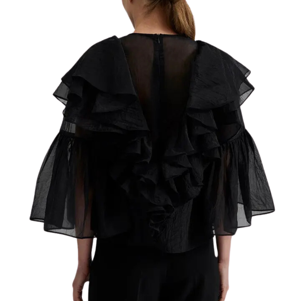 Alexia Organza Frill Blouse Black