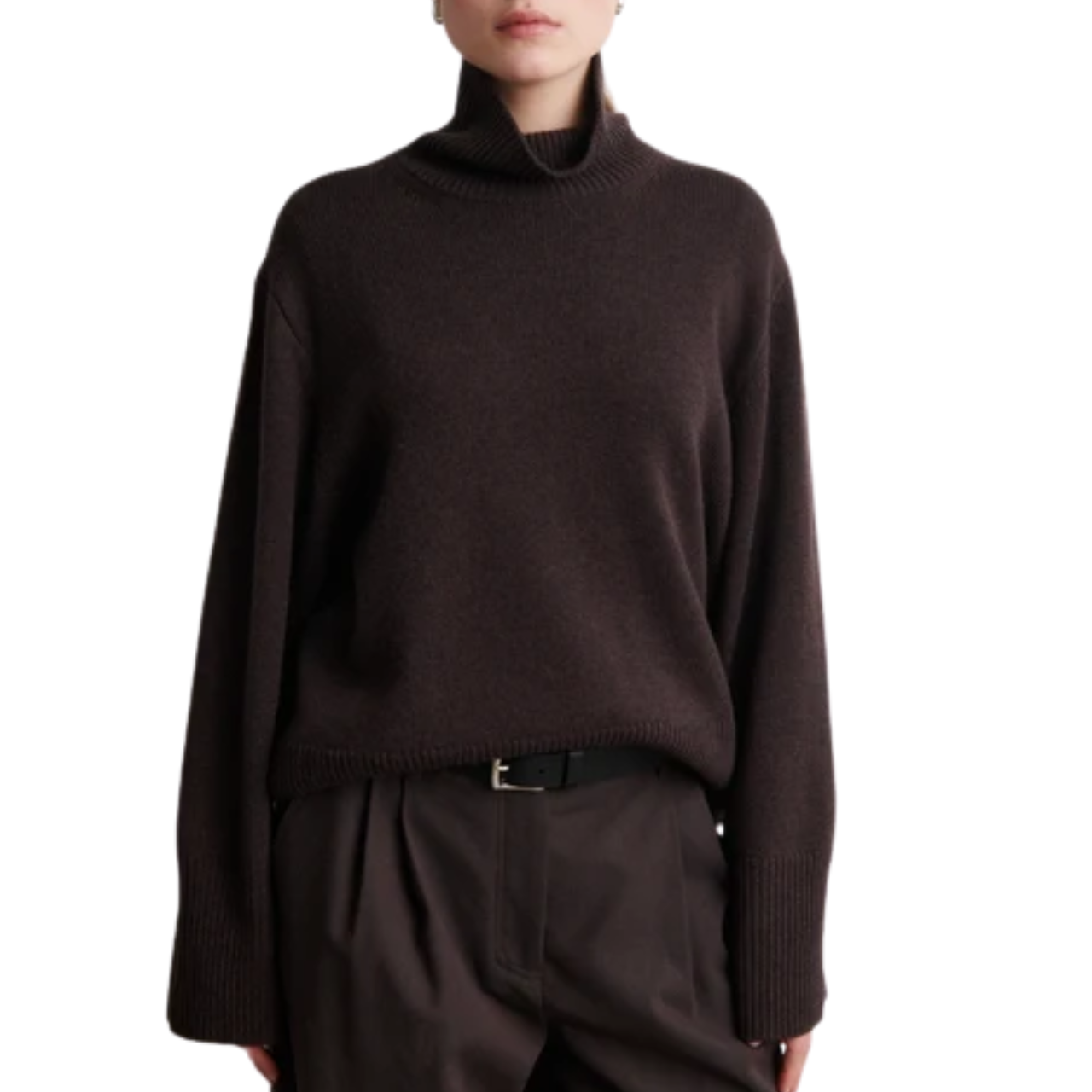 Alpha Knit T Neck Brown