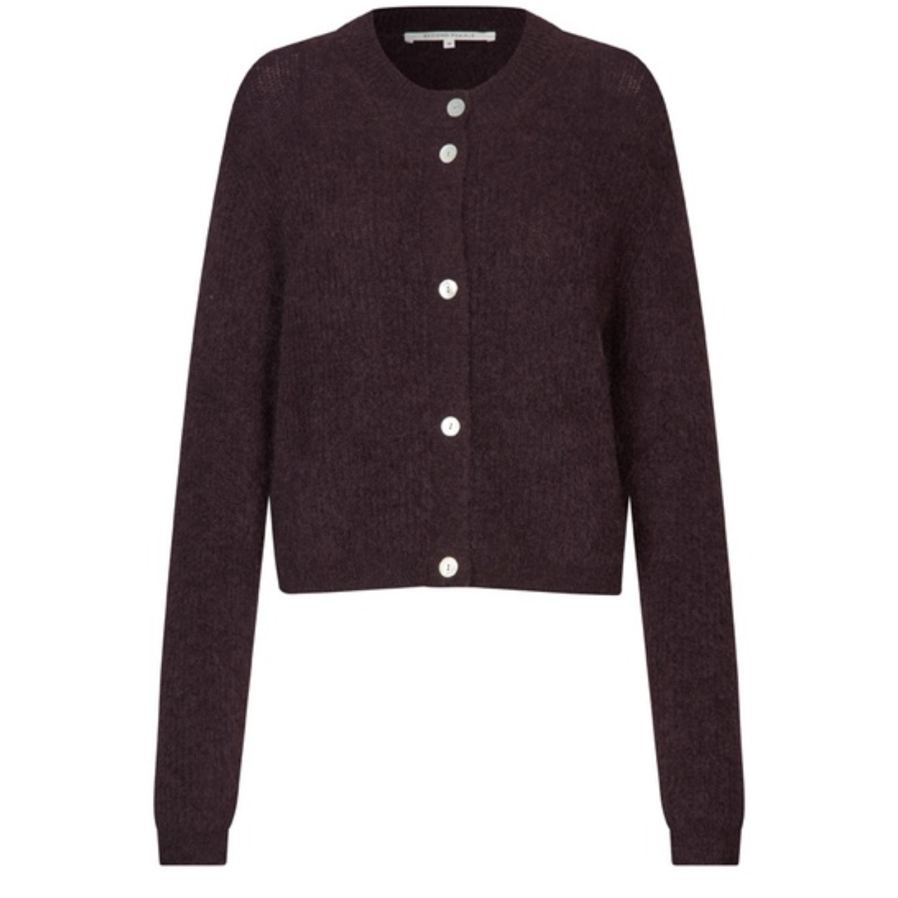 Andrea Knit Rib Cardigan Chocolate Plum