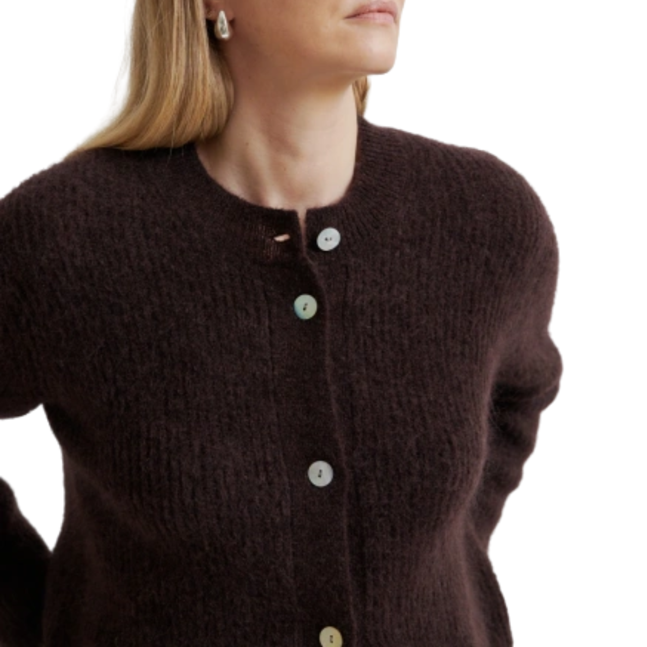 Andrea Knit Rib Cardigan Chocolate Plum