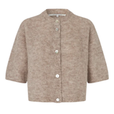 Andrea Knit Rib Cardigan Light Beige Melange