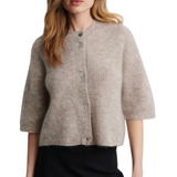 Andrea Knit Rib Cardigan Light Beige Melange