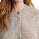Andrea Knit Rib Cardigan Light Beige Melange