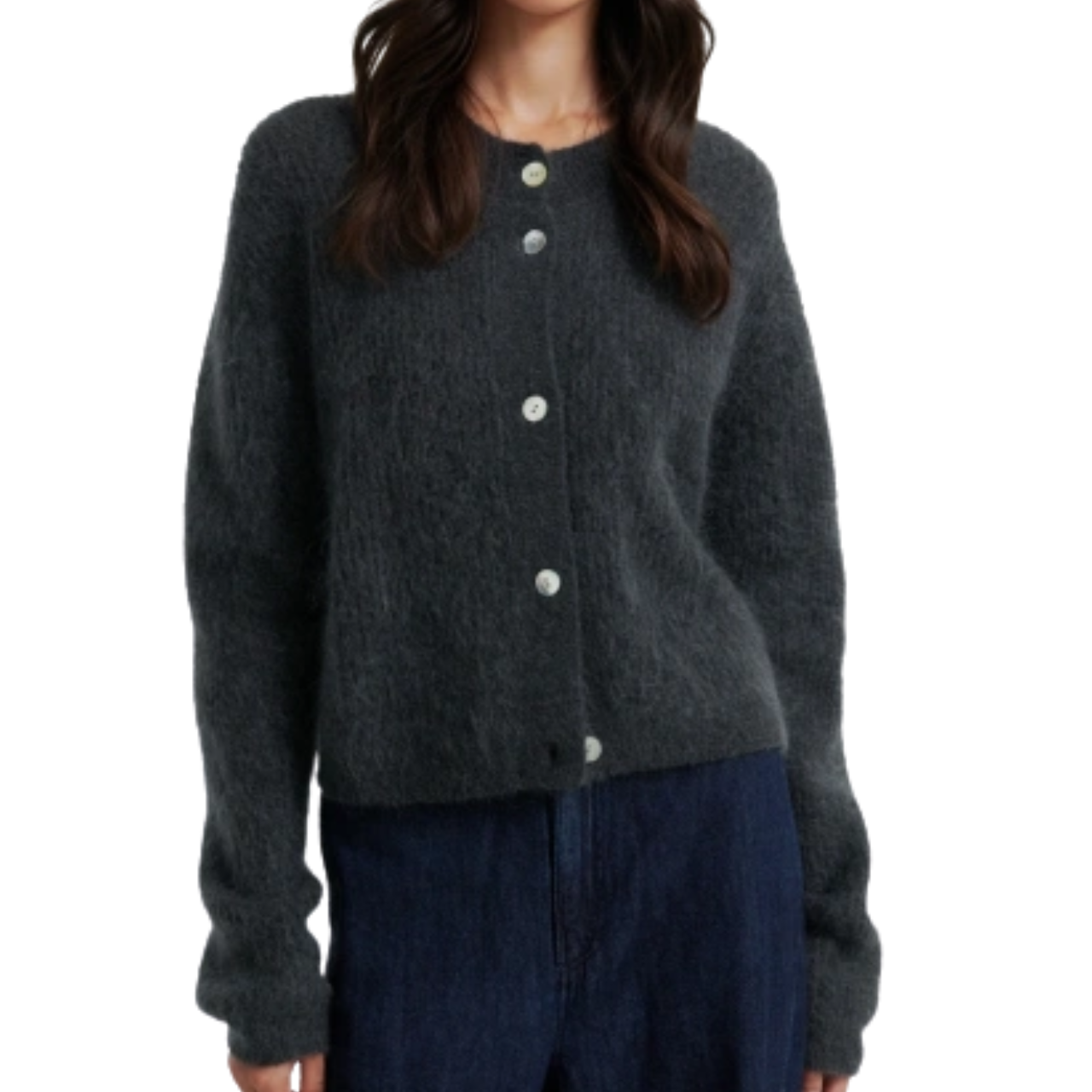 Andrea Rib Cardigan Ash