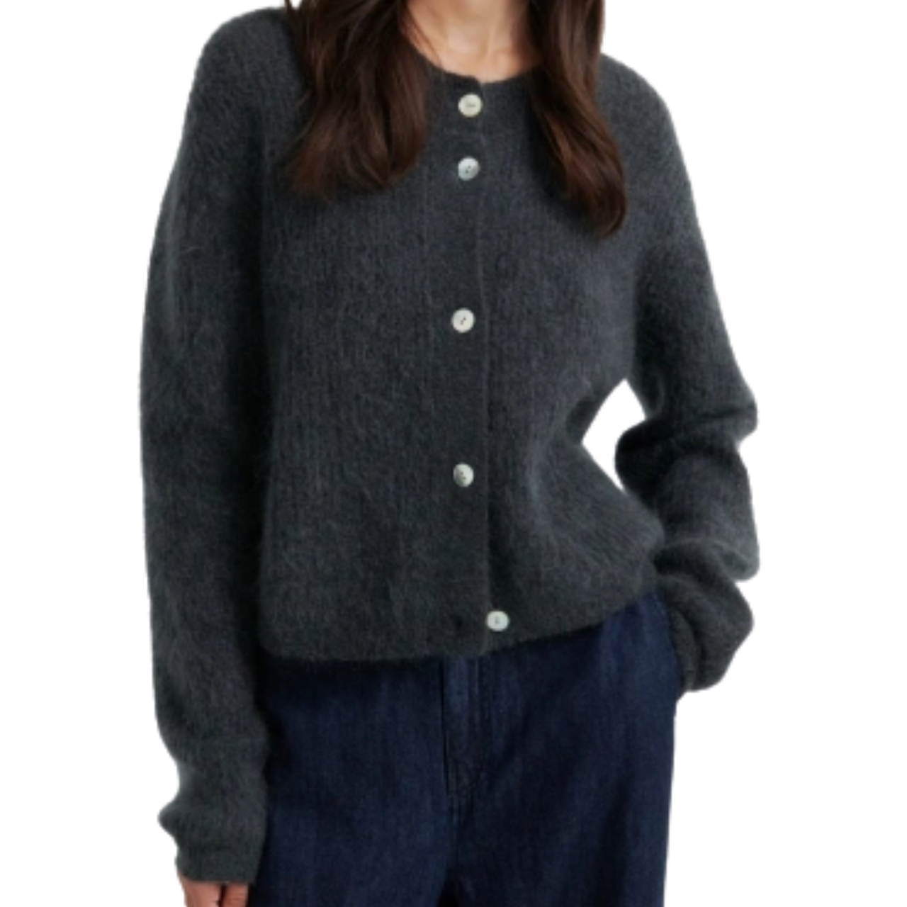 Andrea Rib Cardigan Ash