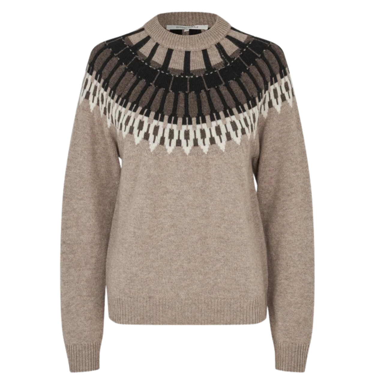 Arlo Knit O Neck Beige Melange