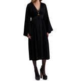 Auden V-neck Satin Midi Dress Black