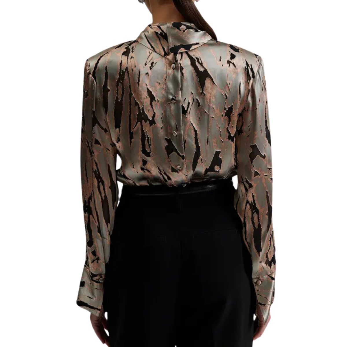 Awa Silk Blend Button Back Blouse- Dusk