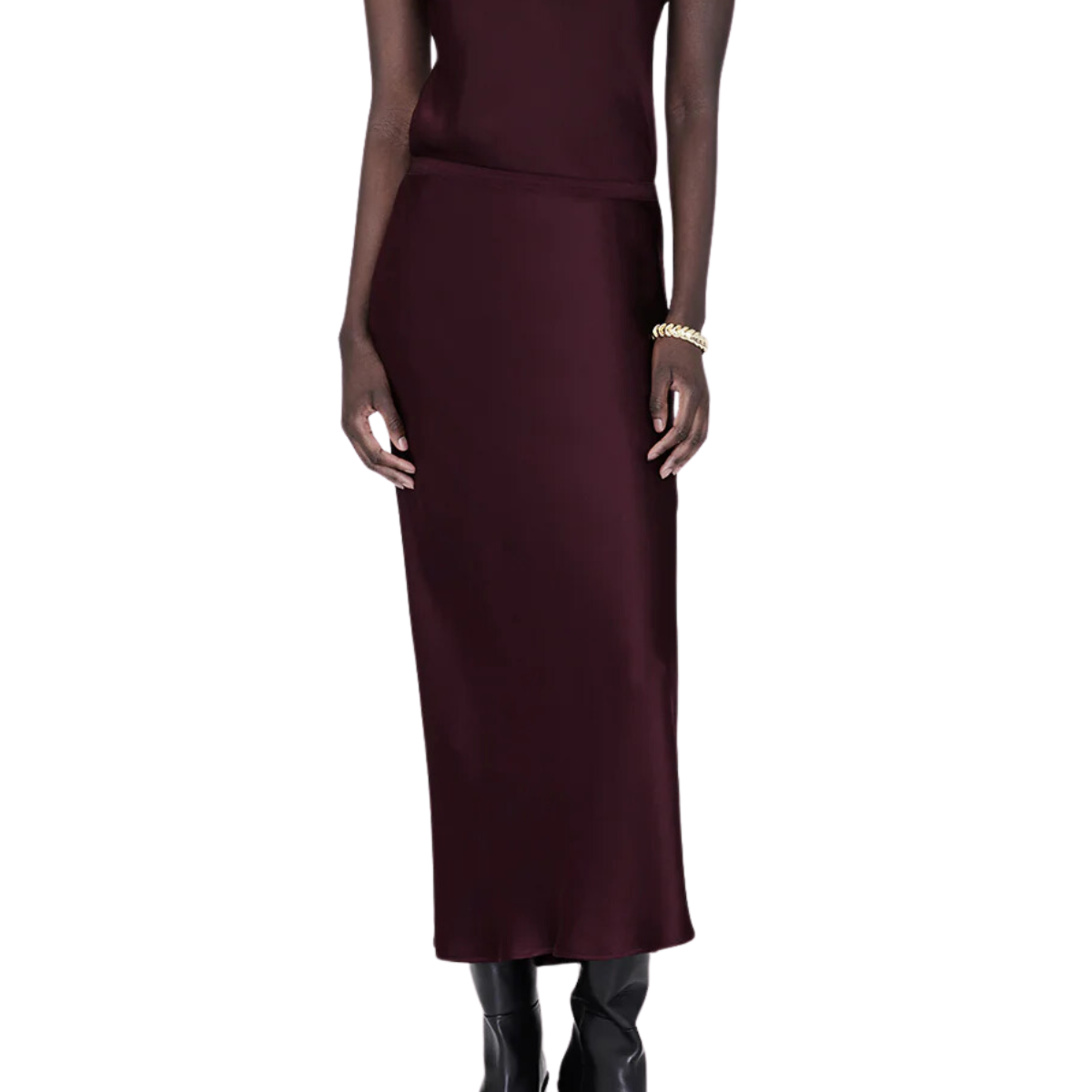 Bar Silk Skirt Bordeaux