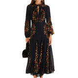 Berry Garden Pleated Maxi Dress Black