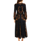 Berry Garden Pleated Maxi Dress Black