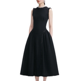 Black Boucle Midi Dress