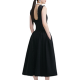 Black Boucle Midi Dress