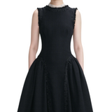 Black Boucle Midi Dress