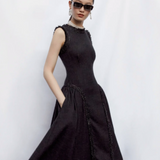Black Boucle Midi Dress