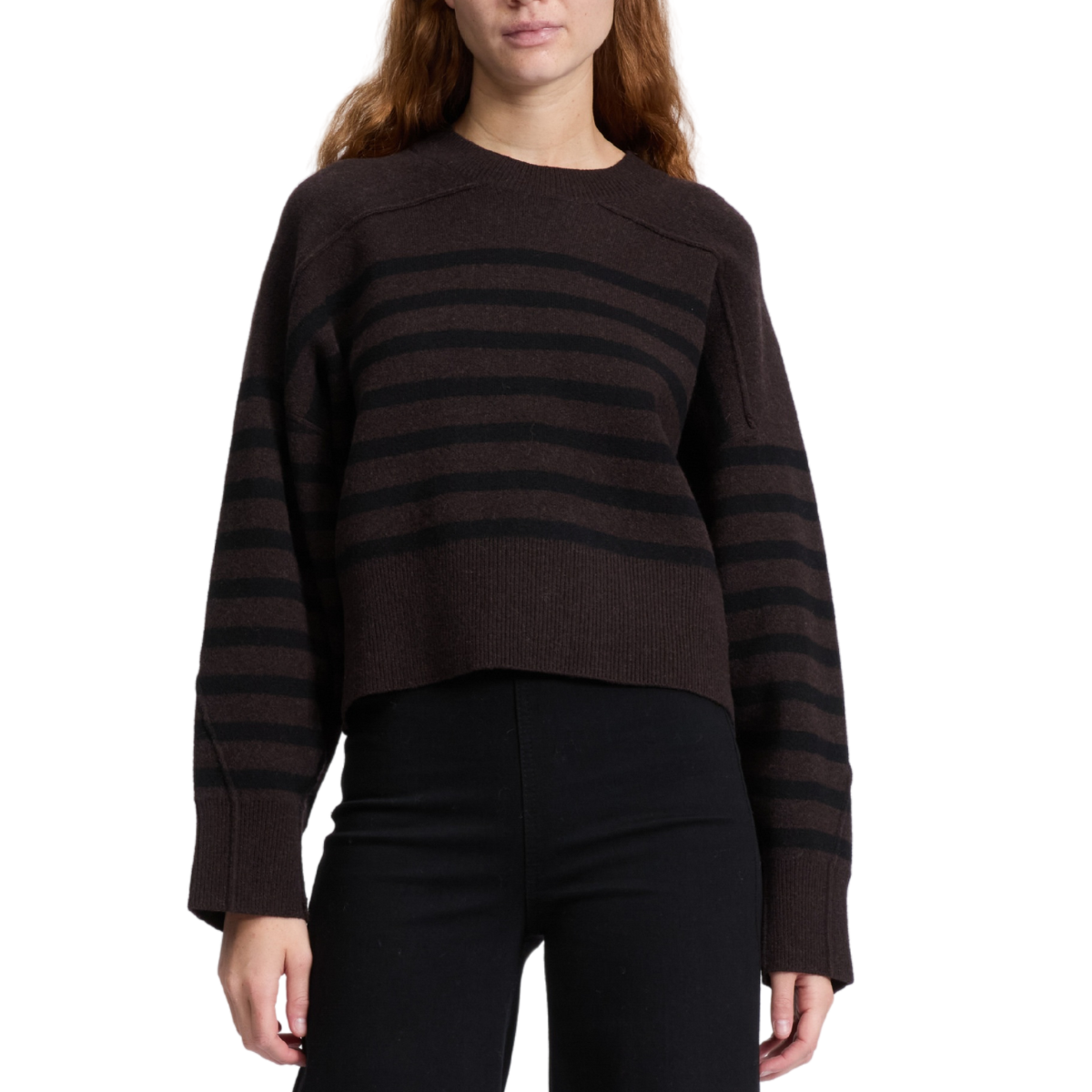 Bridget Stripe Crew Dark Brown