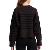 Bridget Stripe Crew Dark Brown