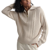 Camello Relaxed Cable Half Zip Parchment