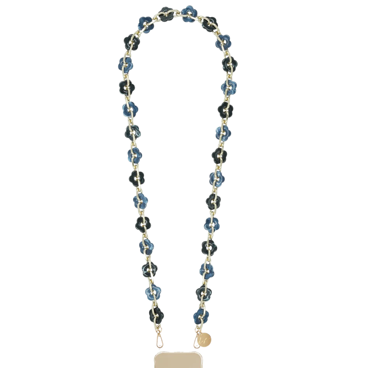 Cassy Long Blue Fleurs Chain 120cm