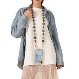 Cassy Long Blue Fleurs Chain 120cm