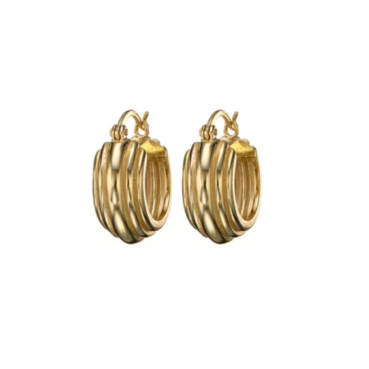 Chunky Ridged Hoop Gold