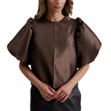 Cleo Pouf Sleeve Blouse Chocolate