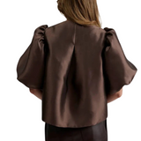 Cleo Pouf Sleeve Blouse Chocolate