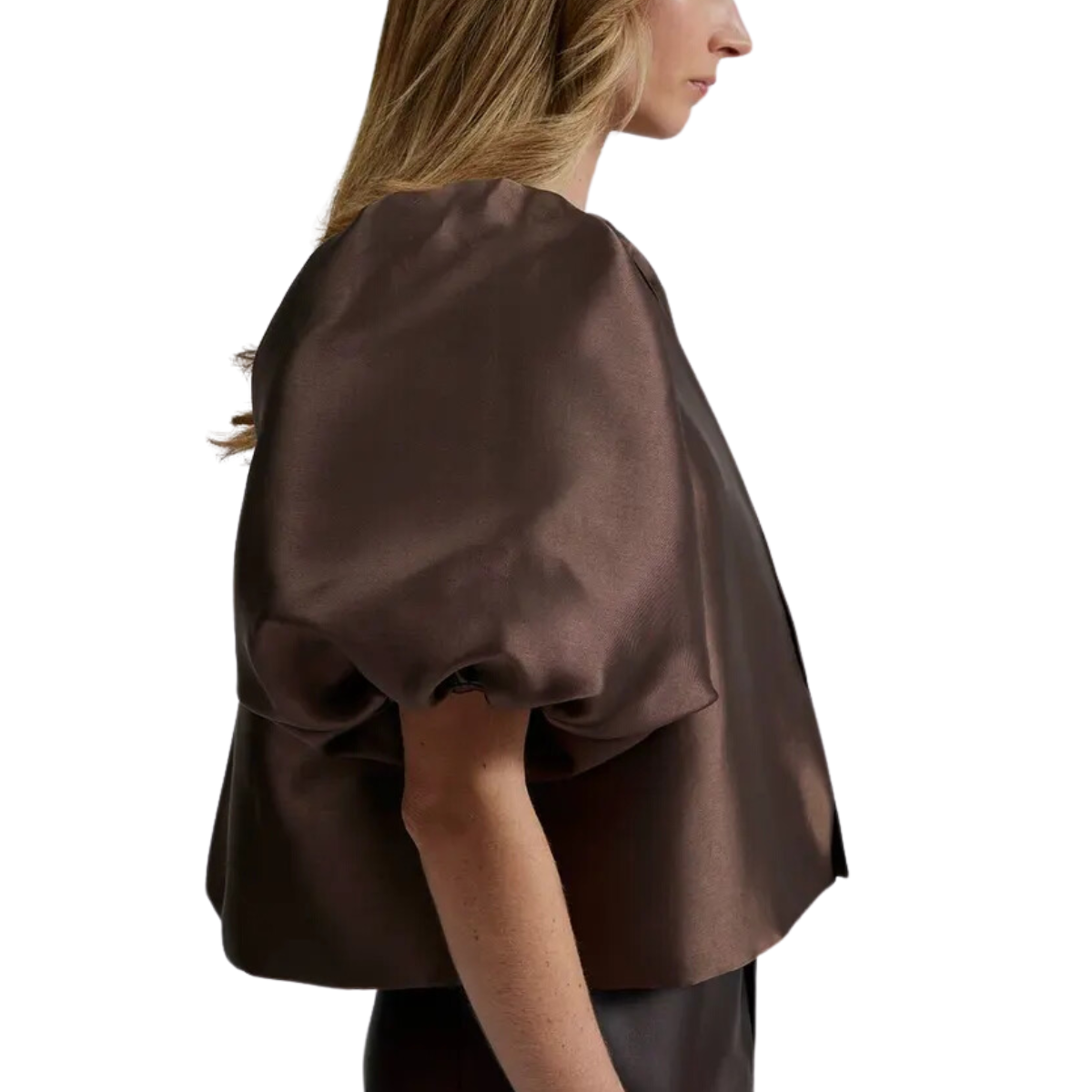 Cleo Pouf Sleeve Blouse Chocolate