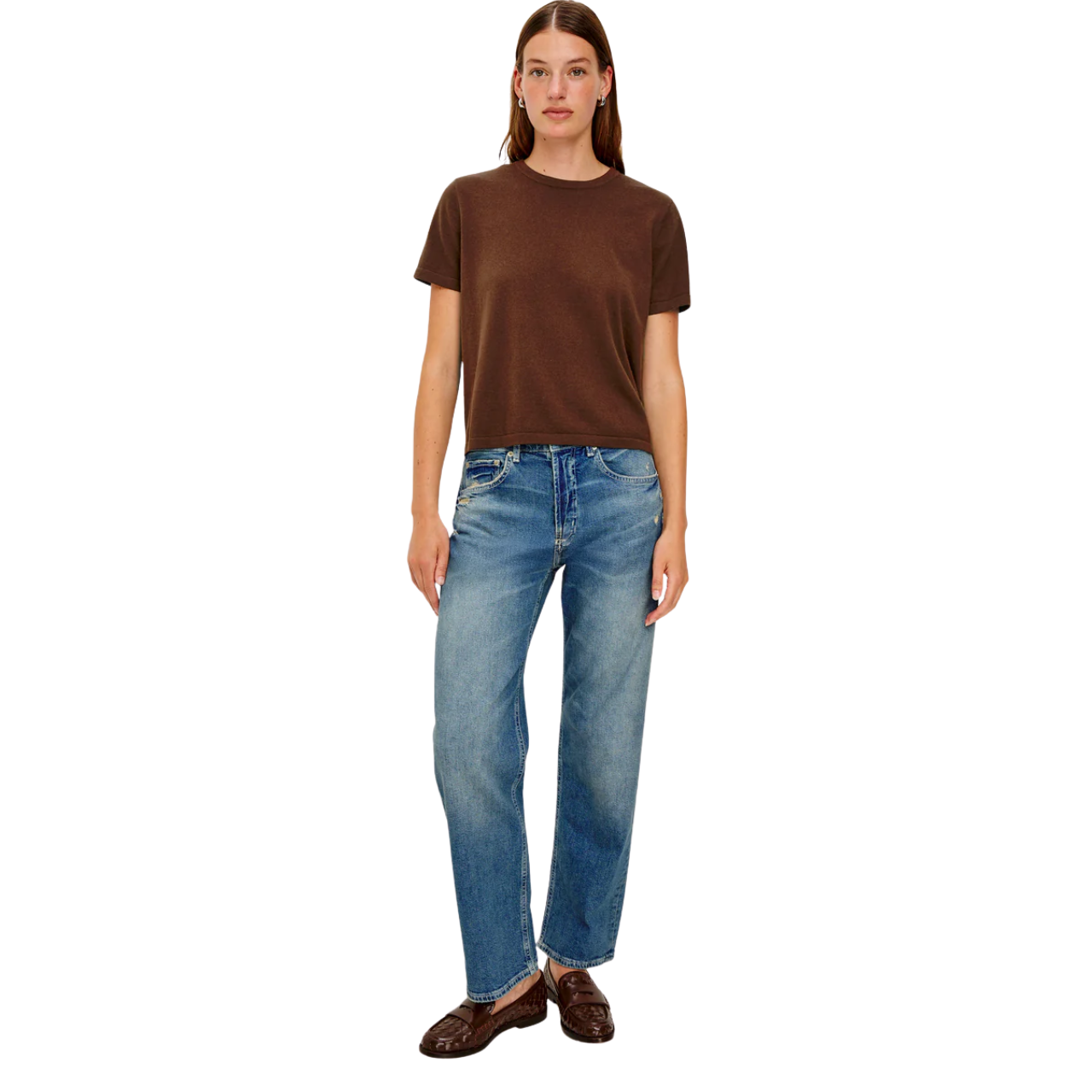 Cotton Cashmere Short Sleeve Tee Espresso