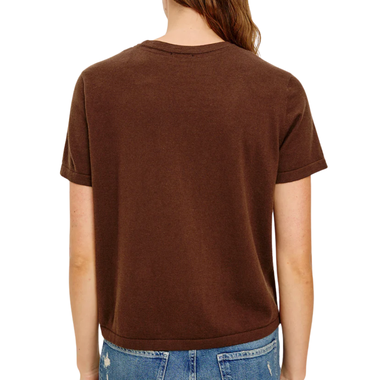 Cotton Cashmere Short Sleeve Tee Espresso